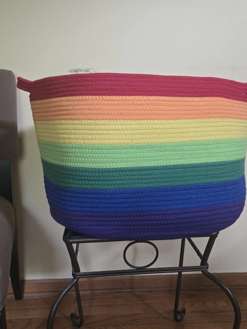 NWOT Multicolor Rainbow Rope Storage Basket 24×13